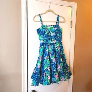 EUC Lilly Pulitzer Alison Dress in Formentera Turquoise Hot on the Spot, Size 0
